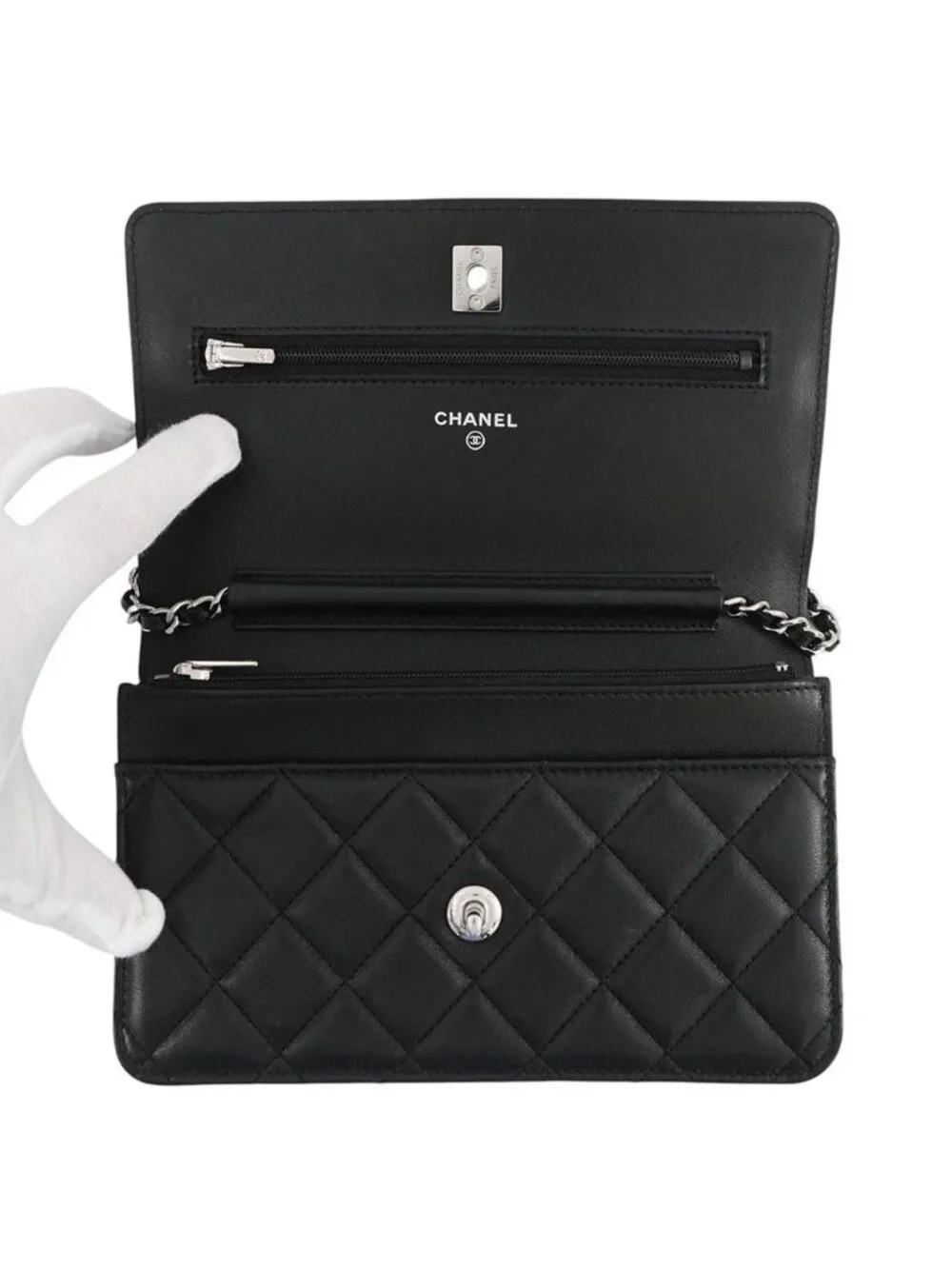 Chanel Chain Wallet Classic Quilted CC Logo Lambskin Black
